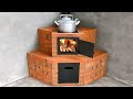 Wood stove with amazing design built of brick and clay