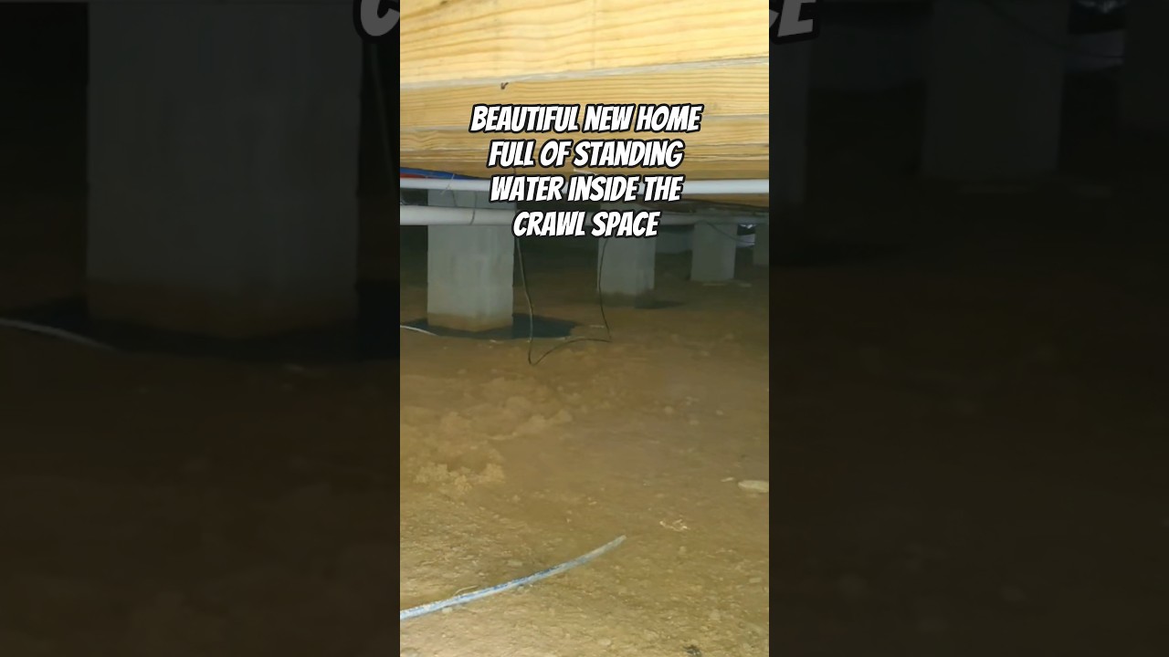 Прекрасный новый дом, в подвальном помещении которого застоялась вода.
