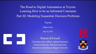 Road to Digital Automation at Toyota - Part 3 - Modeling sequential decision problems