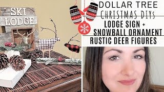 DOLLAR TREE CHRISTMAS DIYs / Winter🌲 Rustic Deer Figures + Ski Lodge Sign
