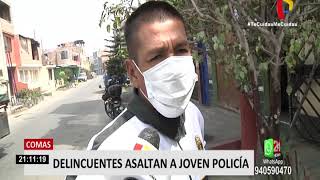 Comas: Delincuentes en mototaxi asaltan a un joven policía