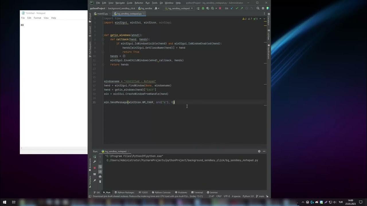 Python background sendkeys youtube