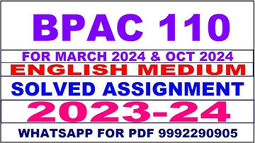 bpac 110 solved assignment 2023-24 | bpac 110 solved assignment in english 2024 | bpac 110 2024