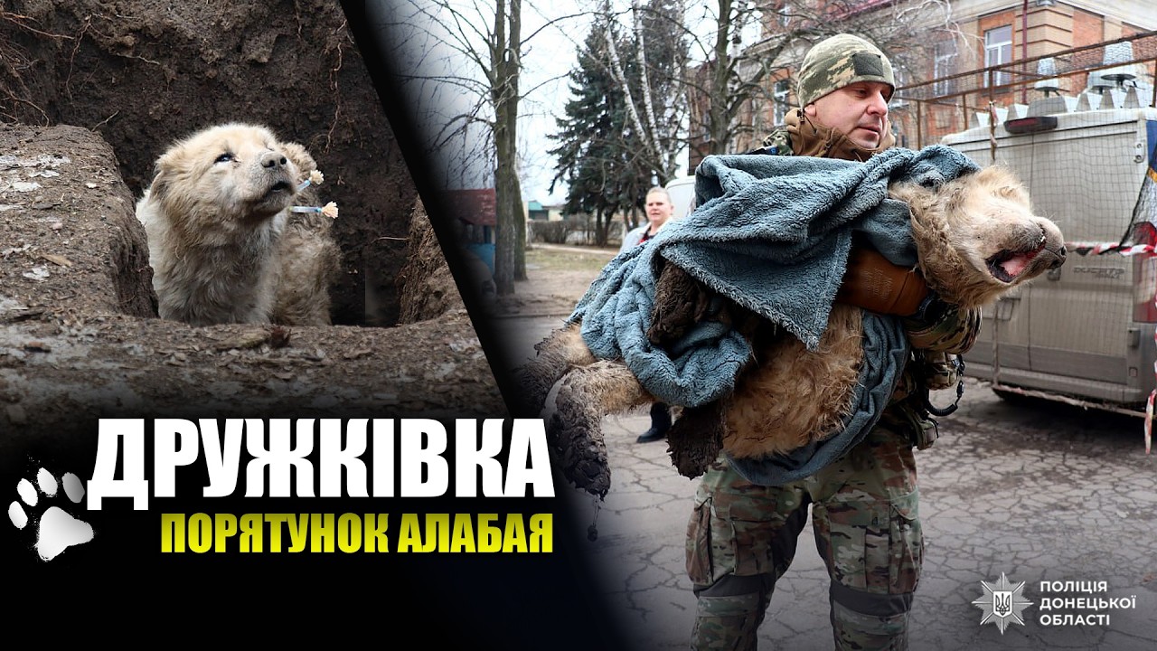 У Дружківці «Білі янголи» та волонтери врятували з-під вогню покинутого алабая