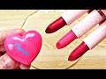 Slime Coloring with Makeup! Mixing 3 Color Lipstick &amp; Japanese Heart Lip Gloss into Clear Slime!