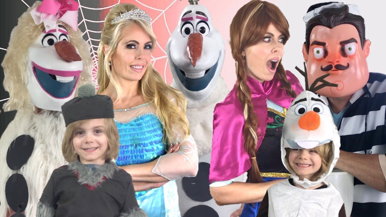 Trick or Treat Halloween Scavenger Hunt with Frozen 2 | Hello Neighbor Steals our Candy