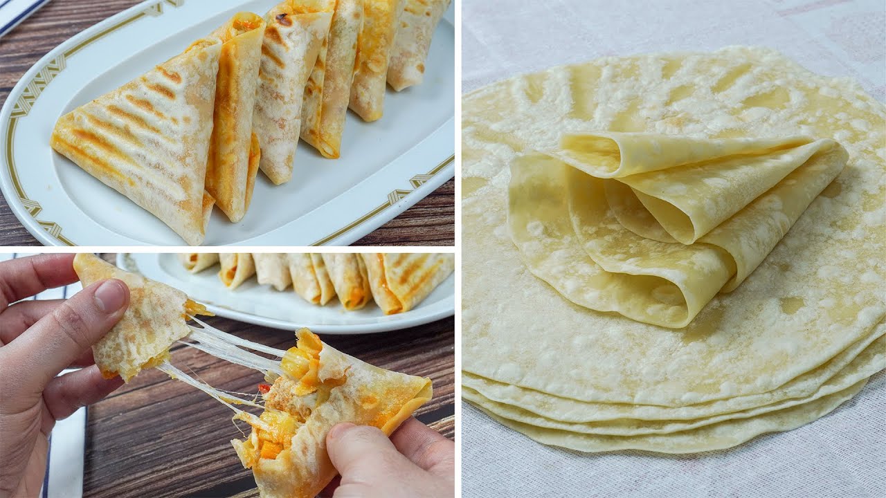 طريقة عمل خبز الطاكوس تورتيلا - مع سندويشات رائعة بالدجاج على شكل بريوات