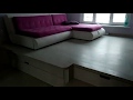 Подиум с выкатной кроватью, зоной отдыха и декоративной панелью | Мебель для квартир и студий