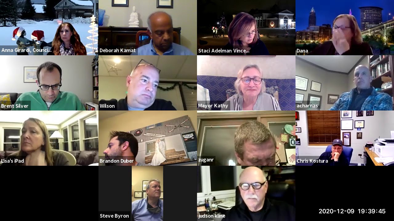 Orange Village Ohio Council Meeting Dec 9 2020 via Zoom YouTube