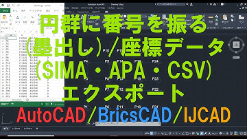 円群に番号を振る(墨出し)/座標データ(SIMA・APA・CSV)エクスポート AutoCAD/BricsCAD/IJCAD