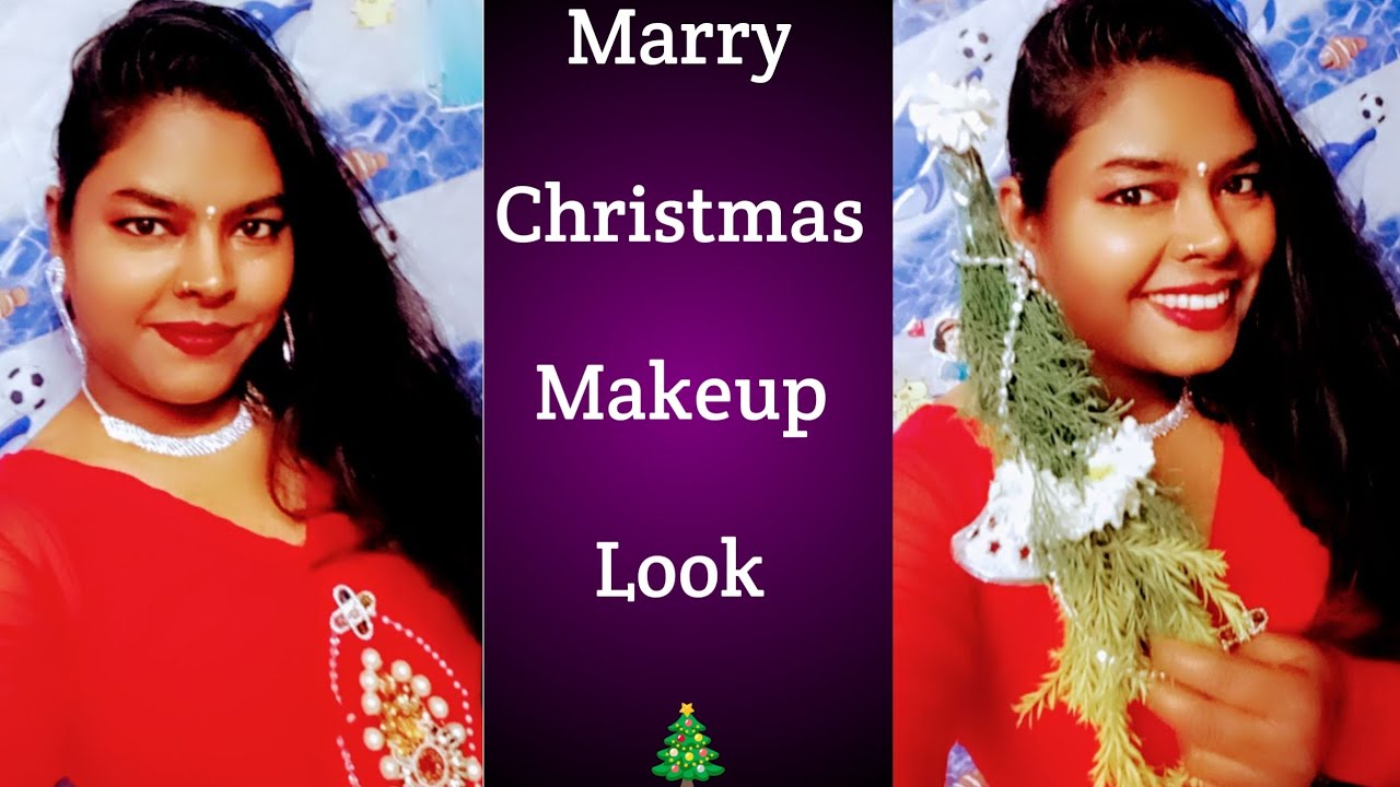 Marry Christmas Makeup Look//Easy Christmas Makeup//Festival Makeup Tutorial