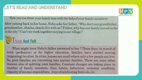 UNDERSTANDING RELATIONS CLASS FIFTH SUBJECT E.V.S. CHAPTER   1