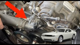 How To Replace Coolant Thermostat / Housing On A 20112014 Dodge Challenger V6  P0128 FIX