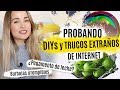 Probando 8 DIYs y hacks extraños de Internet | ¿Pegamento con leche? ¿Moldear metacrilato?