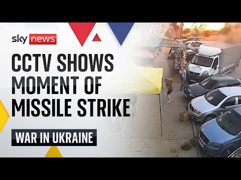 Ukraine war: cctv shows suspected missile hitting market