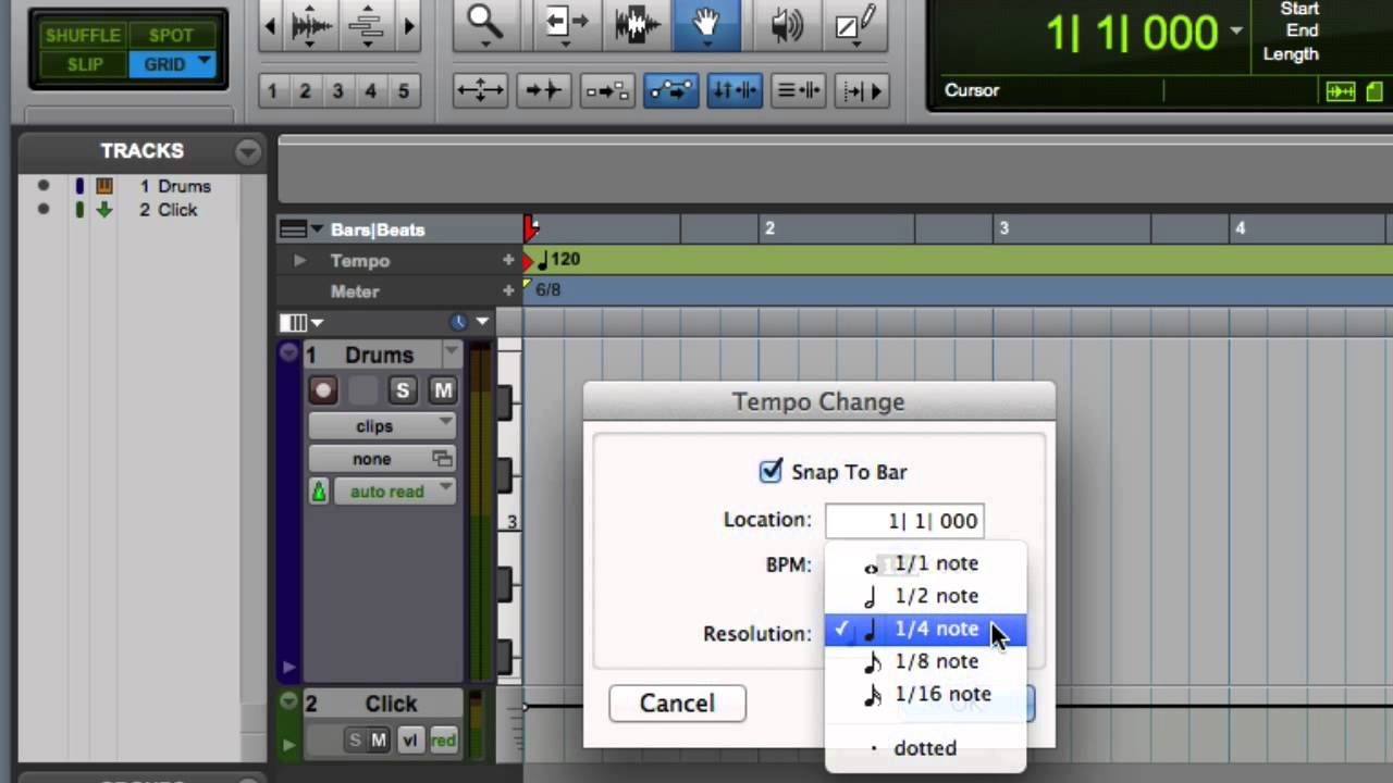 Setting Meter, Tempo, and Key Signature in Pro Tools - YouTube