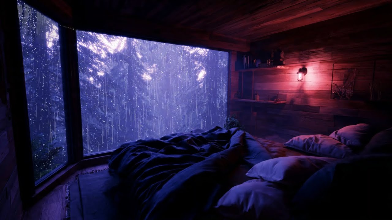 Deep Sleep During the Soft Rainy Night Cozy Bedroom - Rain Sound ASMR for Insomnia Relief