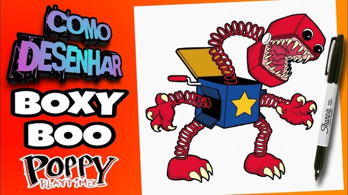 Como desenhar e pintar Boxy Boo Poppy Playtime 