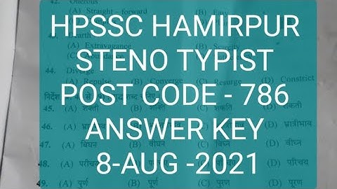STENO TYPIST POST CODE - 786 ANSWER KEY
