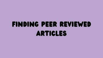 NU Library- Finding Peer Reviewed Articles