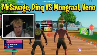 MrSavage, Pinq VS Mongraal, Veno in 2v2 Buildfights