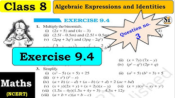 Exercise 9.4 | chapter 9 | Algebraic Expression and Identities| question 3 | class 8 | Maths| NCERT