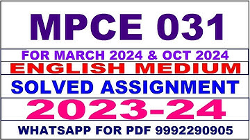 mpce 031 solved assignment 2023-24 | mpce 31 solved assignment in english 2024 | mpce 31 2024