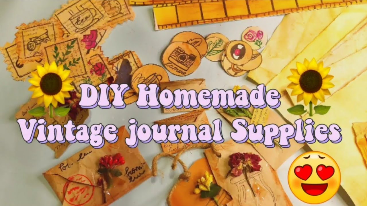 How to make vintage theme journal stationery at home 🍂🍁, journal supplies  making idea