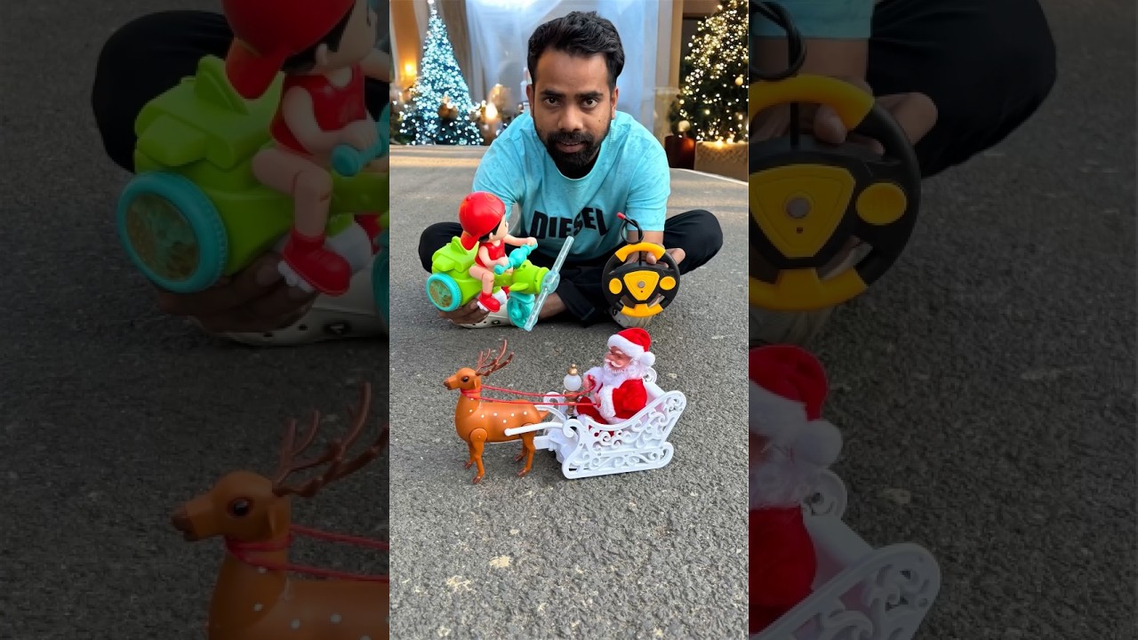Remote Control Santa Claus bike And Rc Santa Claus Reindeer Budda Gift Unboxing