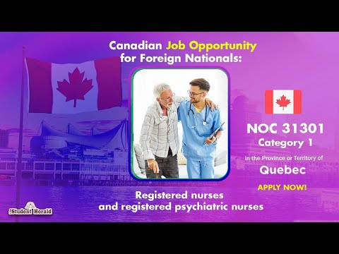 Canadian Job Opportunity for FN: NOC 31301, Registered nurses & registered psychiatric nurses