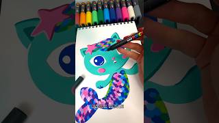 Drawing MERCAT from Gabby’s DOLLHOUSE with Posca Markers! #shorts