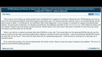 ROMhacking.net Moves to News Only, Database and File Archive Released to Internet Archive Part 2