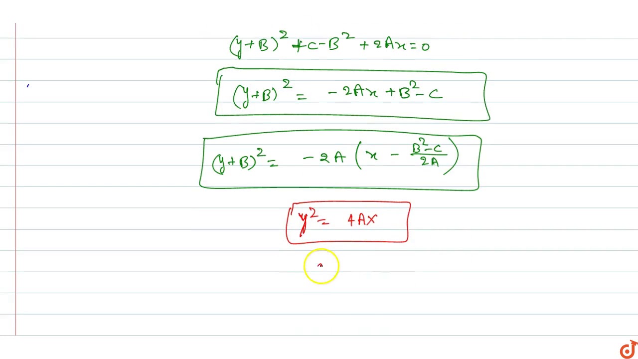 Prove That The Equation Y 2 2ax 2by C 0 Is Represent A Parabola And Whose Axis Is Parabola T Youtube