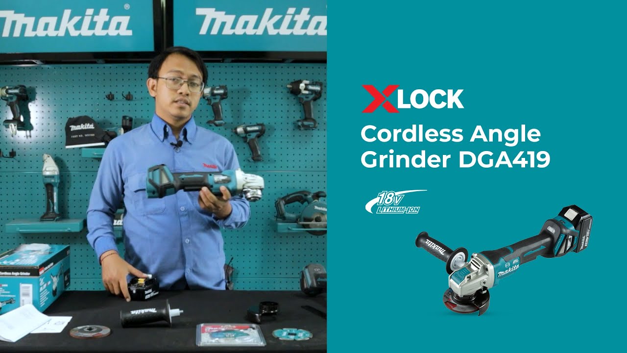 Review Makita DGA419, Cordless Angle Grinder Xlock 18V YouTube