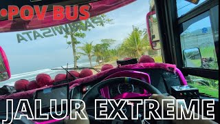 POV BUS DRIVE‼️JALUR EXTREME‼️BUS MEDIUM MELEWATI JALUR PANTAI KARAPYAK PANGANDARAN