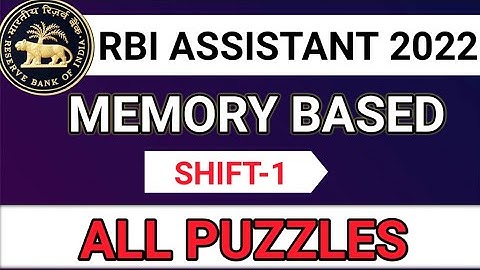 Rbi Assistant memory based puzzles 2022 | Memory based paper | Shift-1