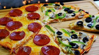 Best HOMEMADE PIZZA (Thin Crust)  | ألذ بيتزا ممكن تعملوها بالبيت