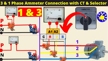 3 phase ammeter connection with selector switch | single phase ammeter connection with ct | ammeter