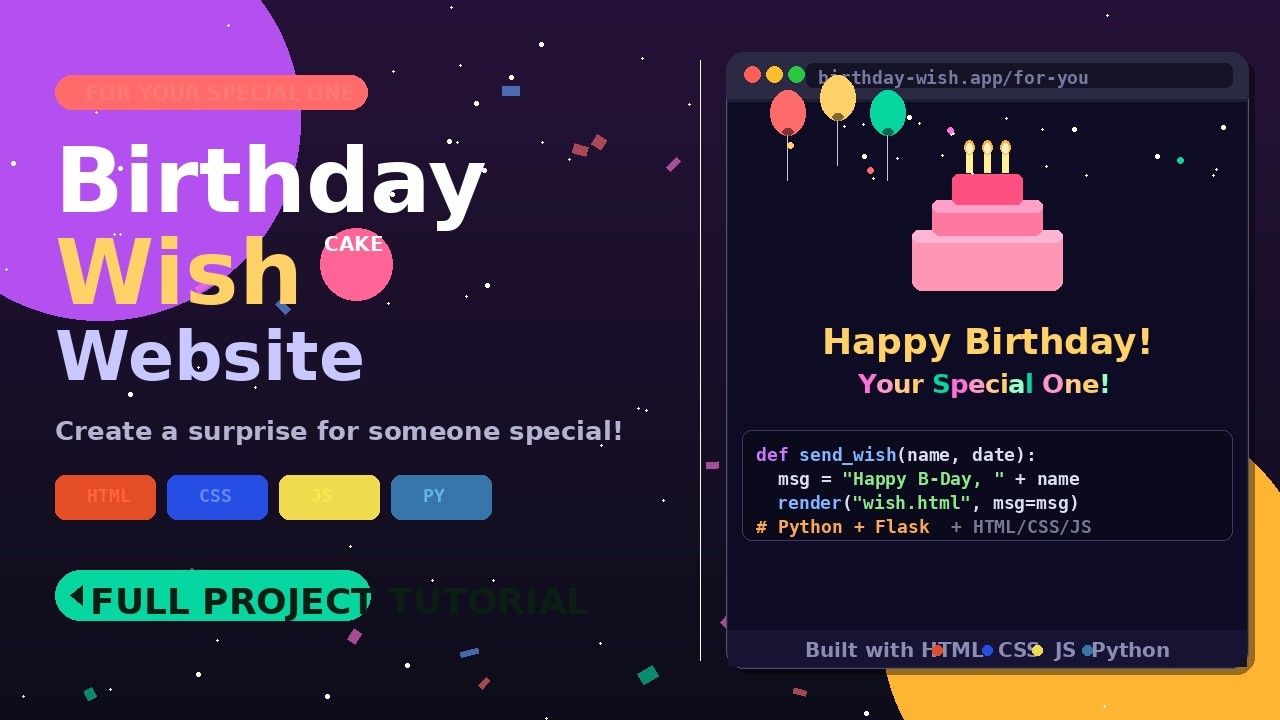 Birthday Wish Website Using Python & HTML | Surprise Your Special One 💝 ...
