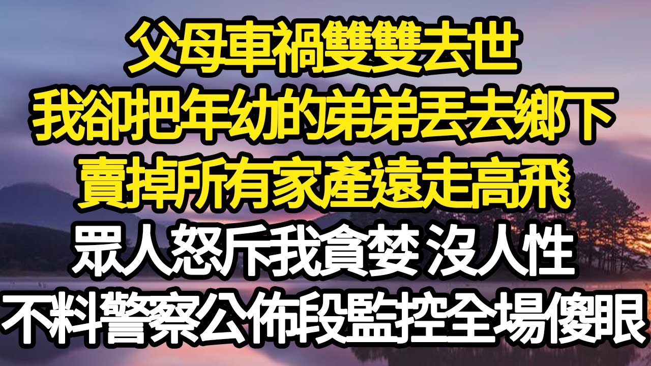 父母車禍雙雙去世，我卻把年幼的弟弟丟去鄉下，賣掉所有家產遠走高飛，眾人怒斥我貪婪 沒人性，不料警察公佈段監控全場傻眼#故事#悬疑#人性#刑事#人生故事#生活哲學#為人哲學