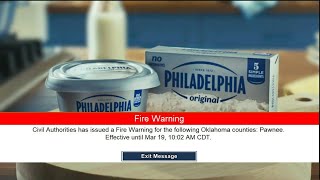 EAS interrupts a commerical for Philadelphia Cream Cheese