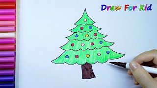 Vẽ và tô màu cây thông Noel đơn giản |🎄| How To Draw and Coloring Christmas tree | Liam Draw