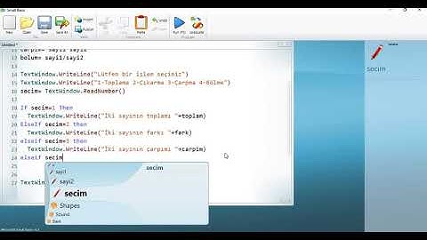 7  Small Basic Hesap Makinesi 2( if-else)
