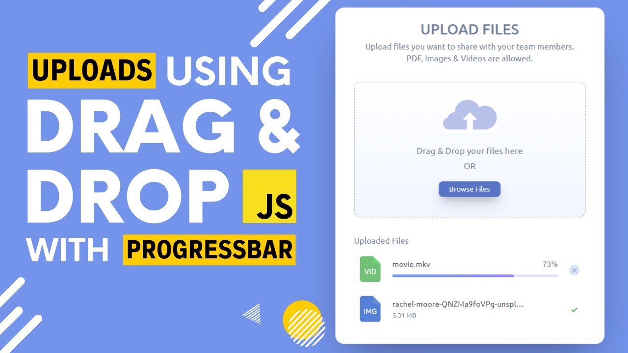Upload multiple files using drag and drop HTML CSS  Javascript  Ajax multiple files upload