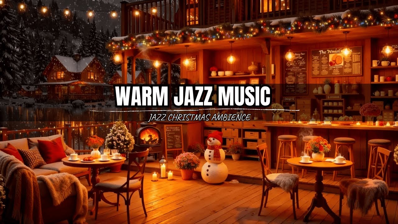 Cozy Winter Coffee Shop Ambience with Warm Jazz Music & Crackling ...
