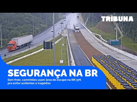 Sem freio, caminhões usam área de escape na BR-376 pra evitar acidentes e tragédias