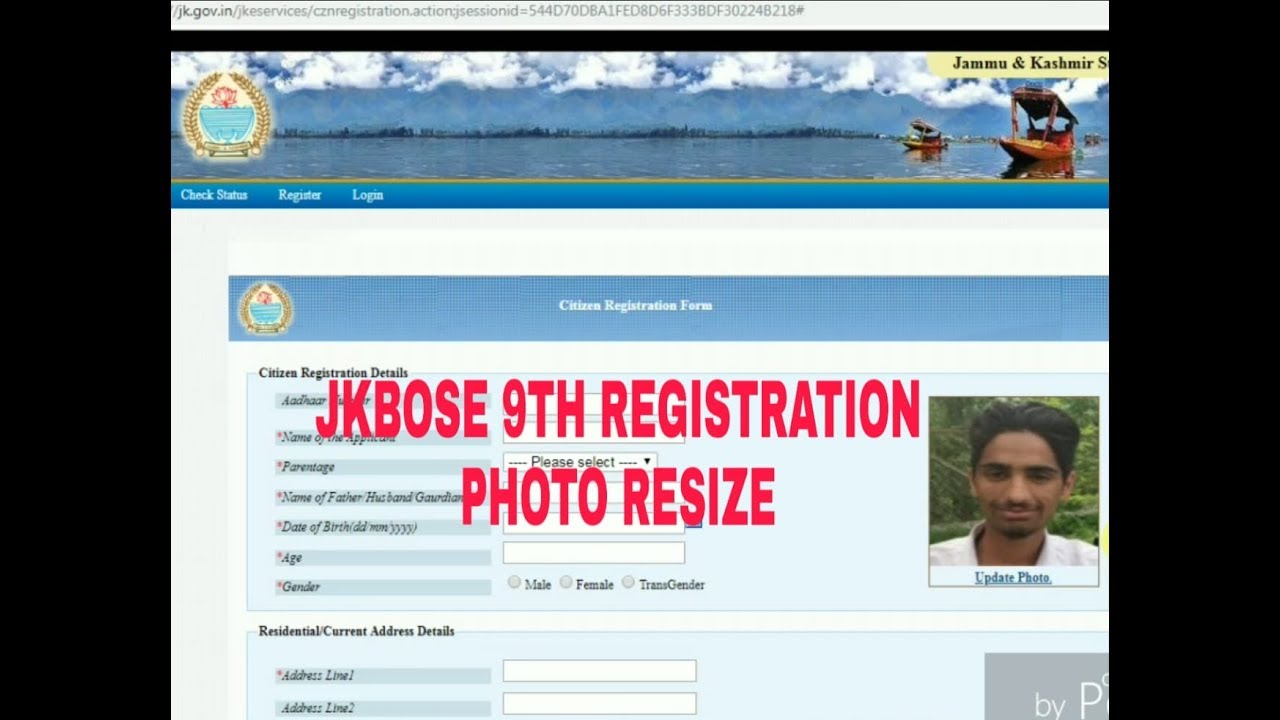 JKBOSE REGISTRATION 9TH RR PHOTO RESIZE