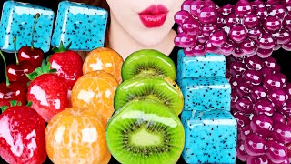 ASMR RAINBOW TANGHULU *BLUE DRAGON FRUIT, DELAWARE GRAPE, CHERRY, STRAWBERRY EATING SOUNDS MUKBANG