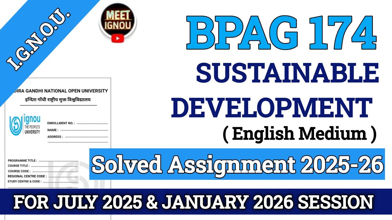 Bpag 174 Solved Assignment 2025-26 // Sustainable Development // 