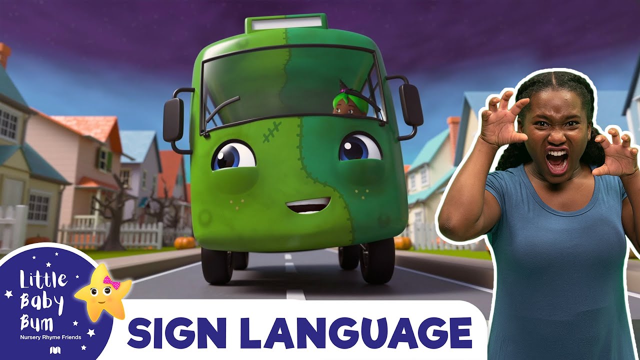 Halloween Wheels on the Bus | Lellobee - Nursery Rhymes & Baby Songs | Learn Sign Language